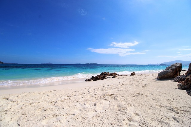 Untouched pristine beach and clear sea at Balabac Island Palawan Philippines