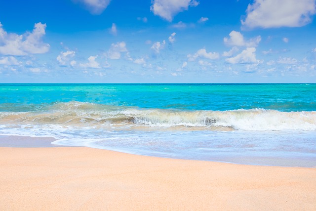 Amazing turquoise sea and tropical beach on a sunny day in Palawan Philippines