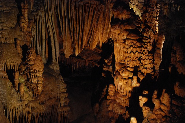 Stalagmites and stalactites inside a cave cavern on the Puerto Princesa Underground River tour