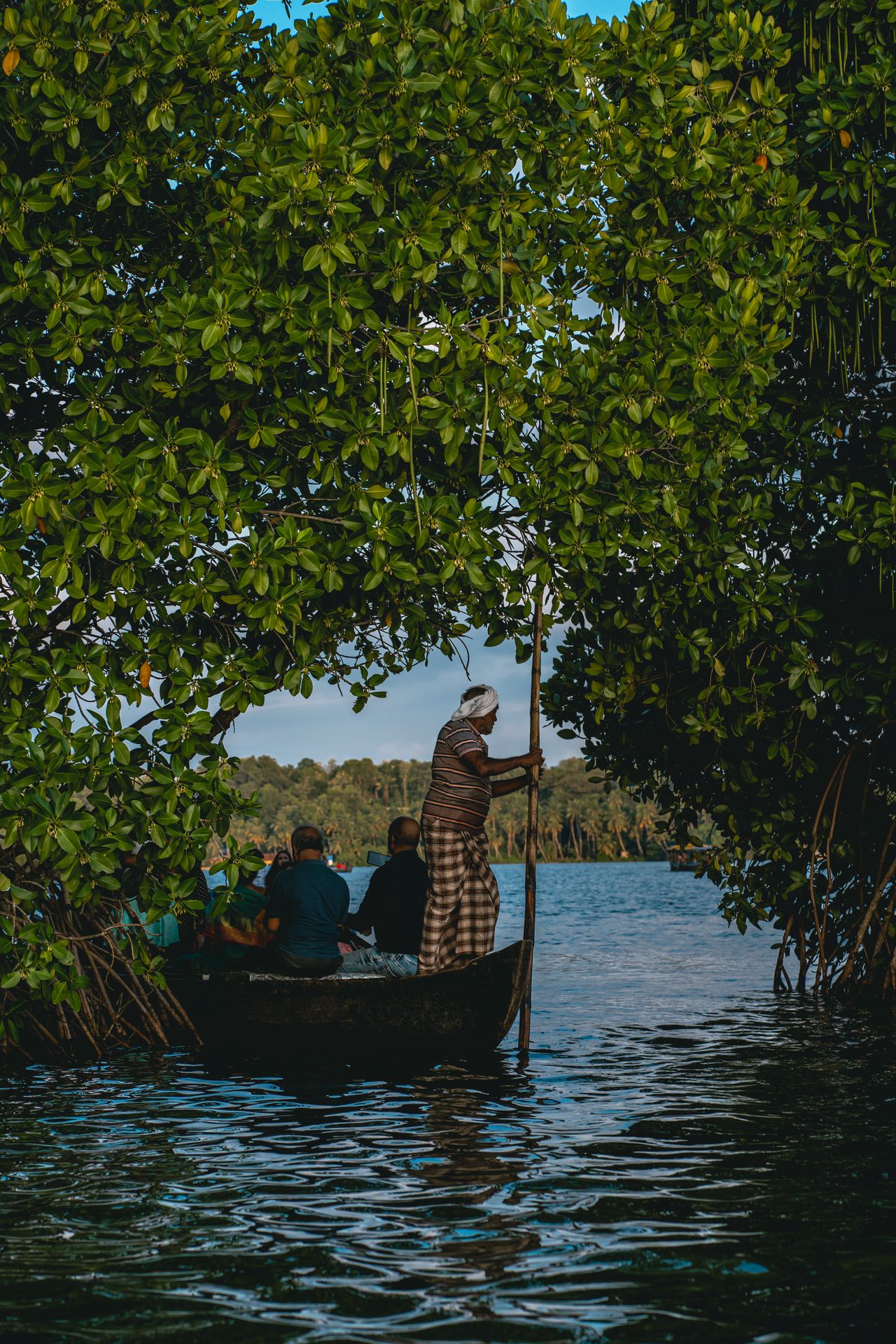 Tourists on a boat near mangroves during Iwahig river tour Puerto Princesa Philippines