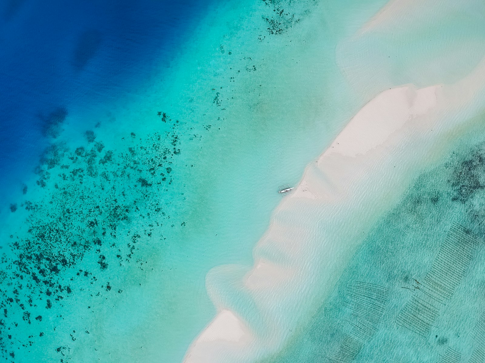 Aerial view of sandbar island in Honda Bay Puerto Princesa Palawan