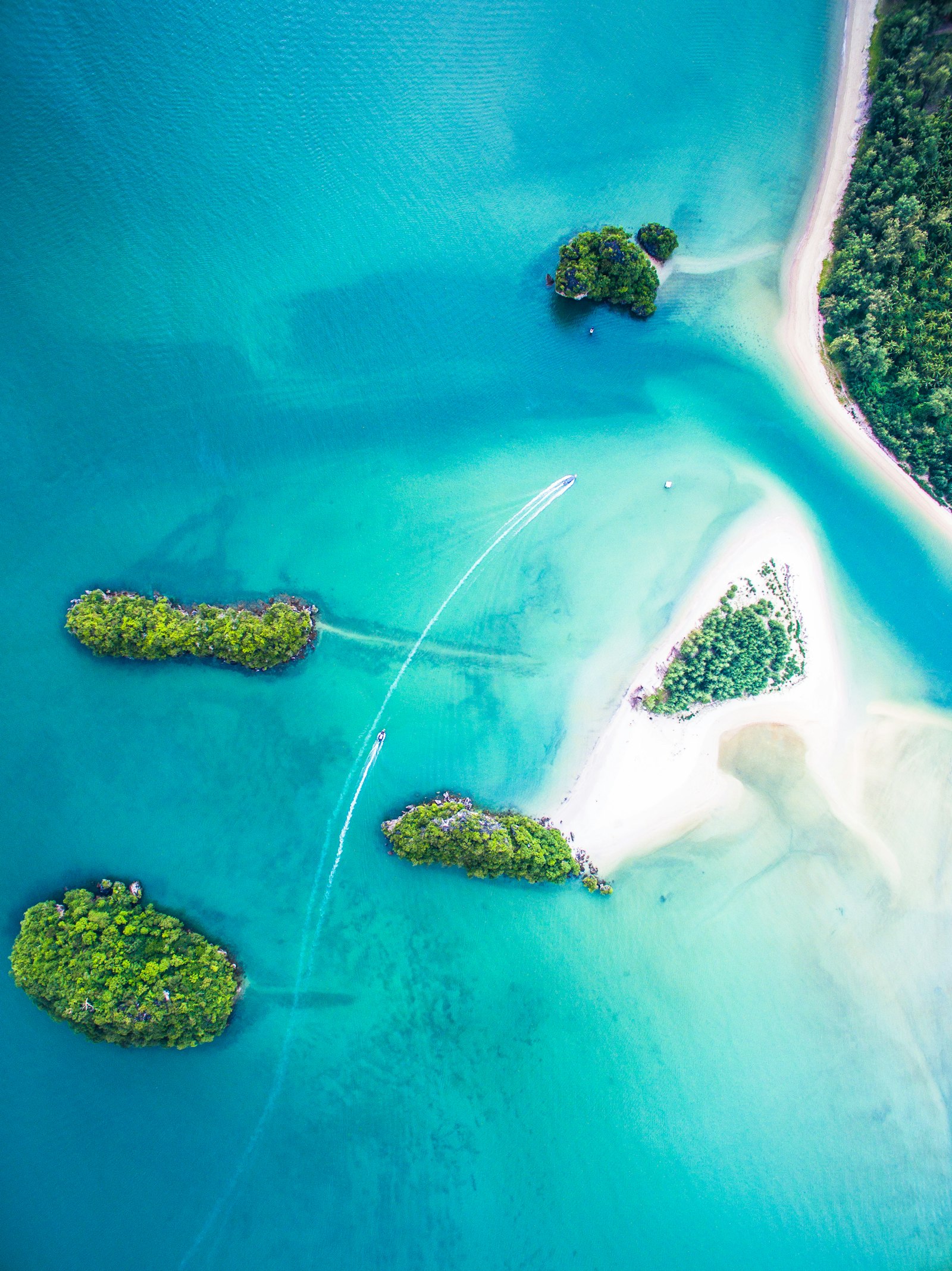 Aerial view of Onuk Island Balabac sandbar surrounded by turquoise water Palawan
