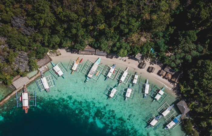 Bangka boats in Coron Bay Palawan for Coron Tour A vs Tour B island hopping