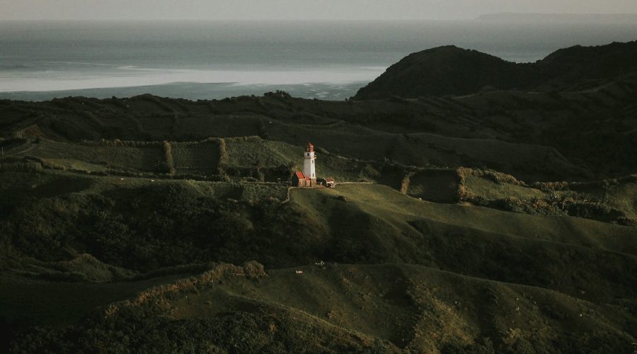 Lighthouse on a headland in Batanes, northern Philippines