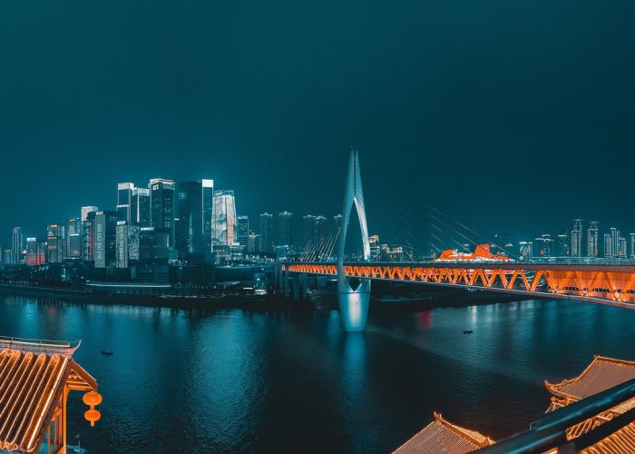 Chongqing lit up at night, China