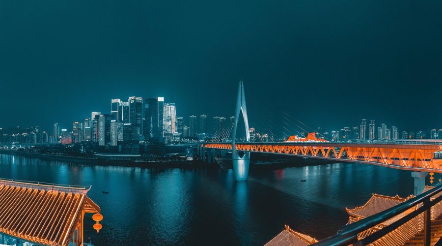 Chongqing at night Chongqing lit up at night, China