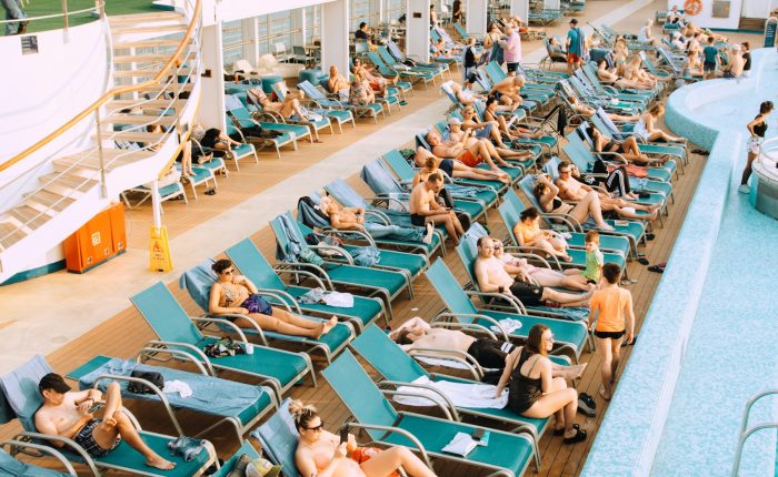 Sun loungers on a cruise ship deck