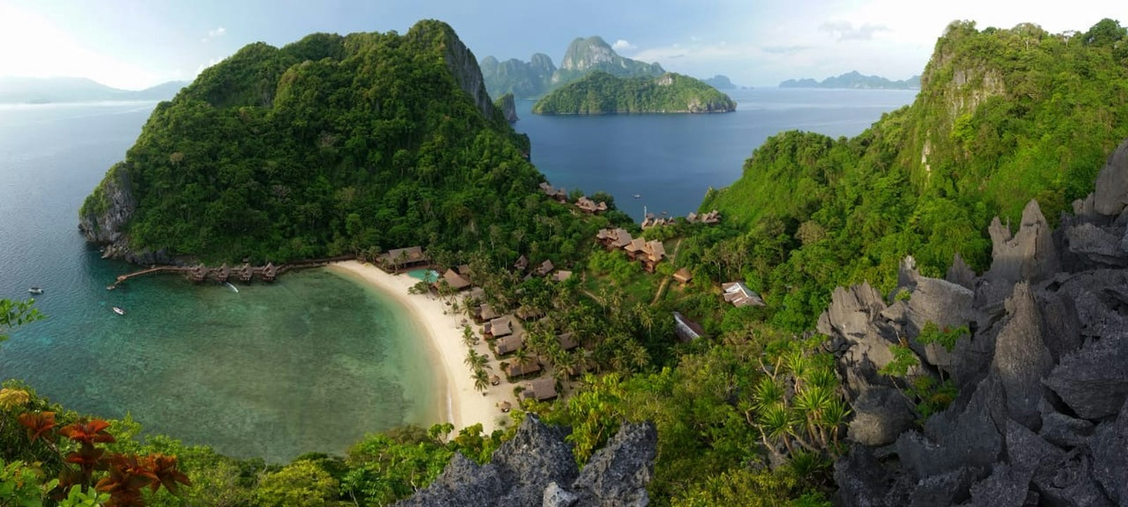 El Nido Palawan coastline seen from the water on the Palawan ferry route to Coron