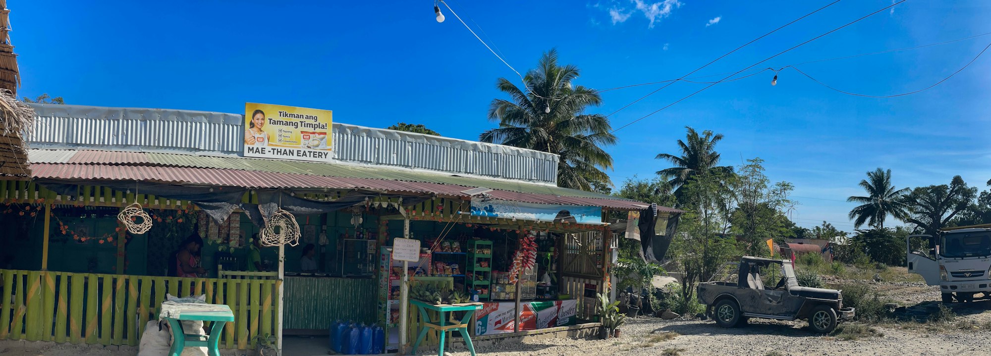 Roadside store on the highway in Puerto Princesa, a last stop for water before Ugong Rock